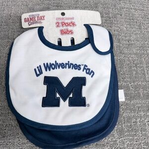 Lil Michigan Wolverines Fan Kids Bib Set - Blue and White